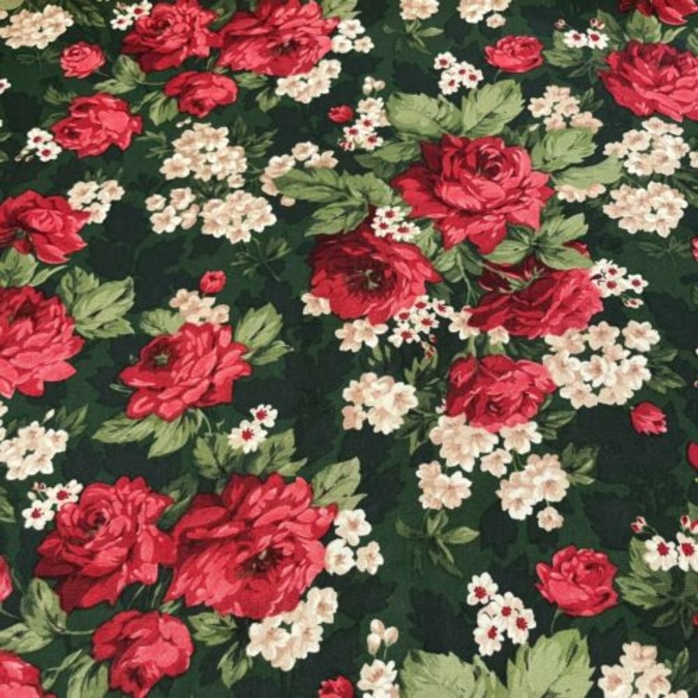 Stunning Florals on Green by Faye Burgos for Marcus Bros Cotton Fabric - Picture 1 of 1